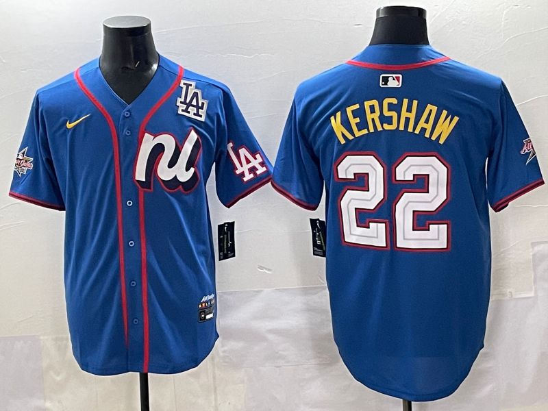 Men 2025 Los Angeles Dodgers #22 Kershaw Blue All star Nike MLB Jersey style 02